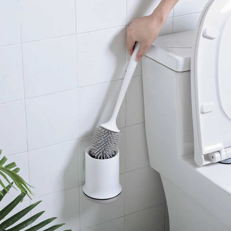 

PEISI TPR Silicone Head Toilet Brush Bathroom Clean Tool Punch-Free Wall-Mount Drain Cleaning Brush Home Bathroom Accessories