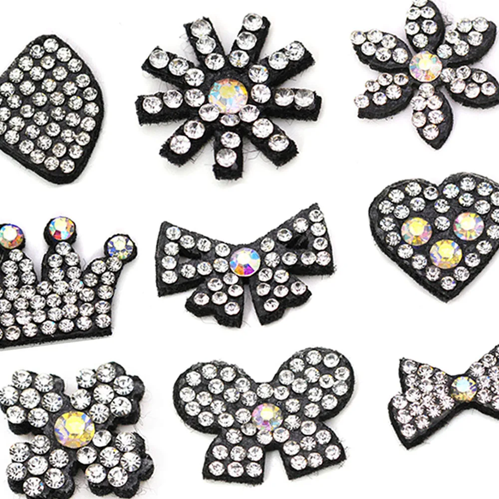 10 шт. нашивки в форме сердца/короны/цветка/банта стразы аппликация AB для