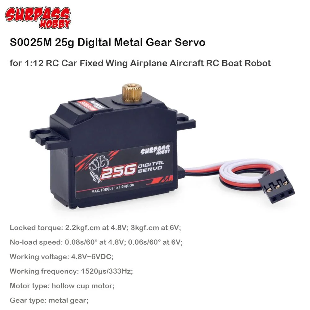 Цифровой рулевой механизм SURPASS HOBBY S0025M 25 г металлическая шестерня сервопривод