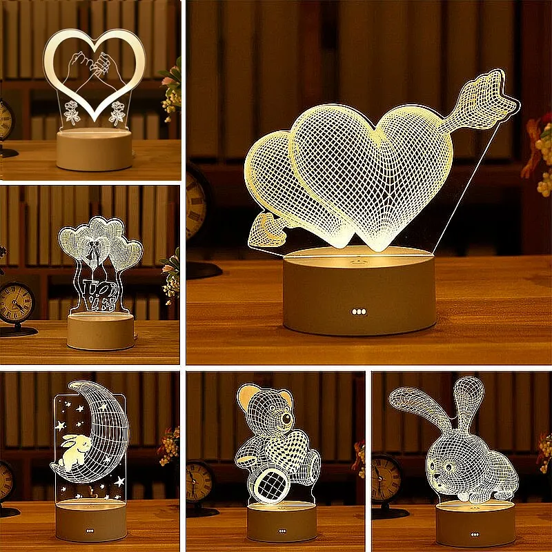 

3D Lamp Acrylic USB LED Night Lights Neon Sign Lamp Xmas Christmas Decorations for Home Bedroom Birthday Decor Wedding Gifts
