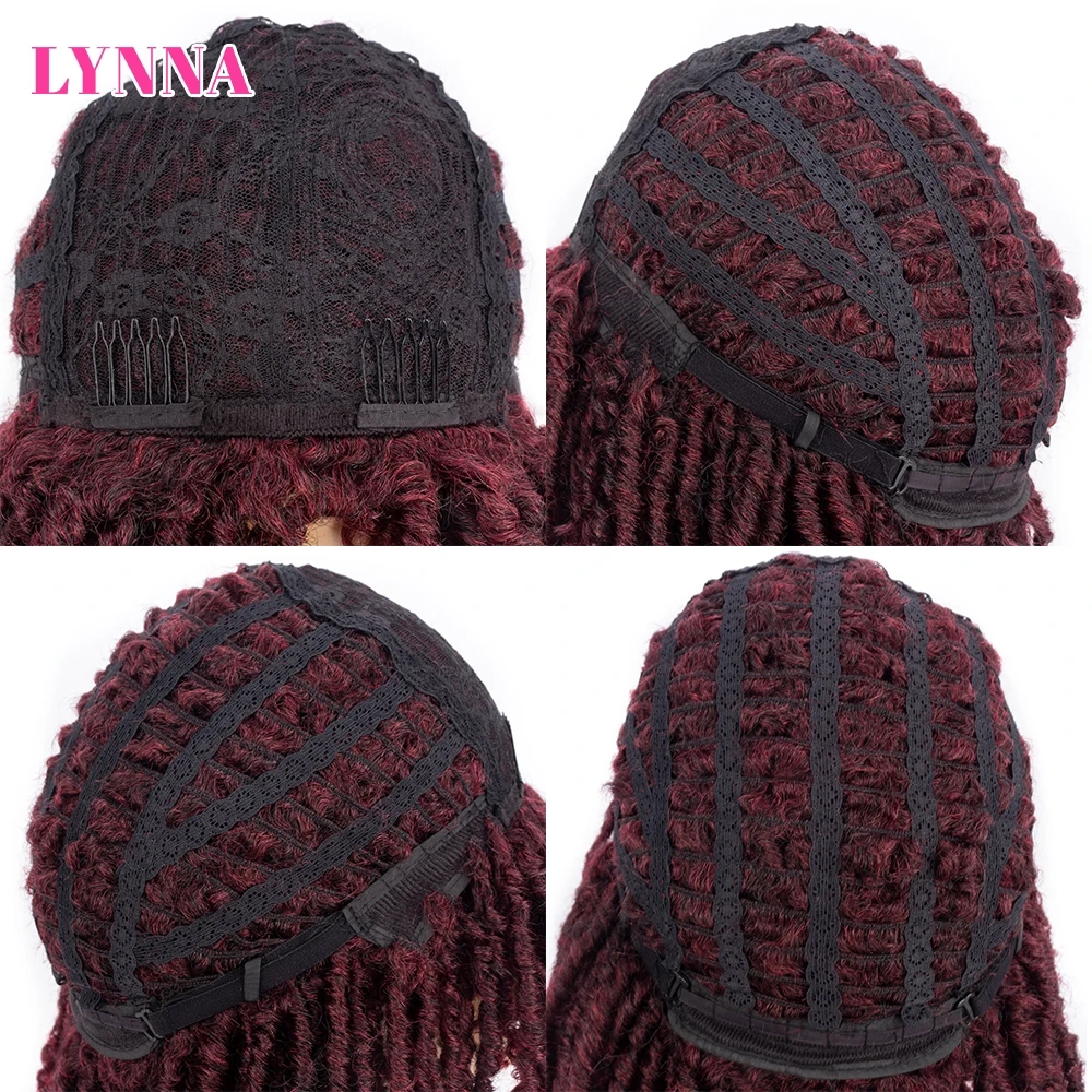 

Short Soft Burgundy Dreadlock Synthetic Twist Hair Wigs Resistant Fiber Synthetic Daily Party for Black Women