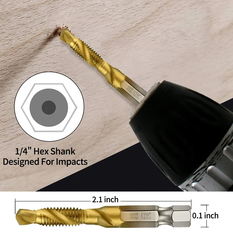 Набор титановых комбинированных Сверл С шестигранным хвостовиком 7 шт 1/4 дюйма