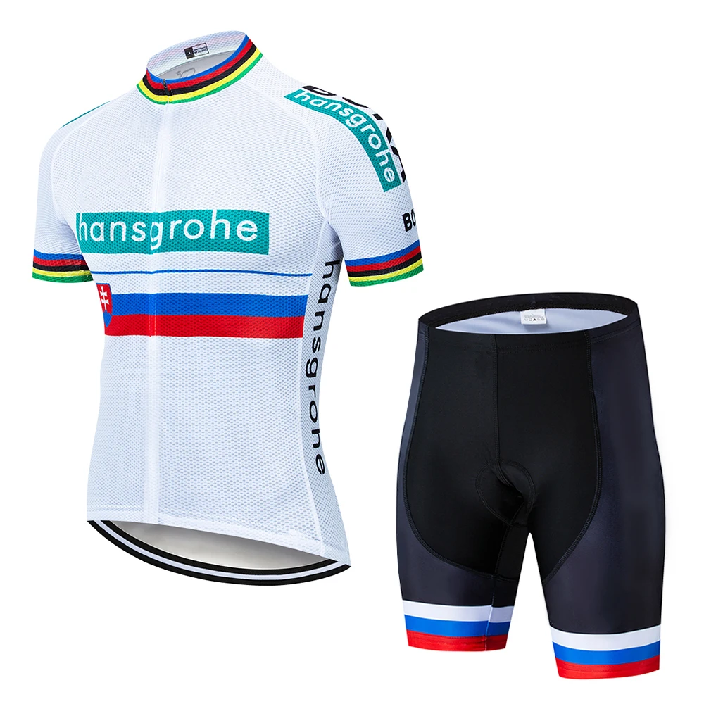 Белый Pro Hansgrohe команда Велоспорт Джерси и нагрудник шорты комплект дышащие летние топы рубашка Ropa Ciclismo мужские Майо Culotte одежда - Цвет: Белый