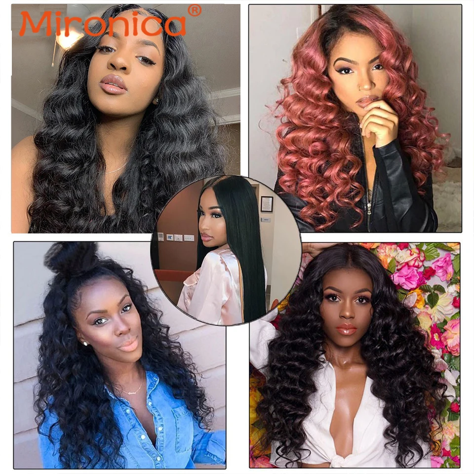 

Mironica Hair Peruvian Hair Weave Loose Deep Wave Bundles Remy Hair Extensions 1/3/4 PCS 100% Human Hair Bundles Natural Black