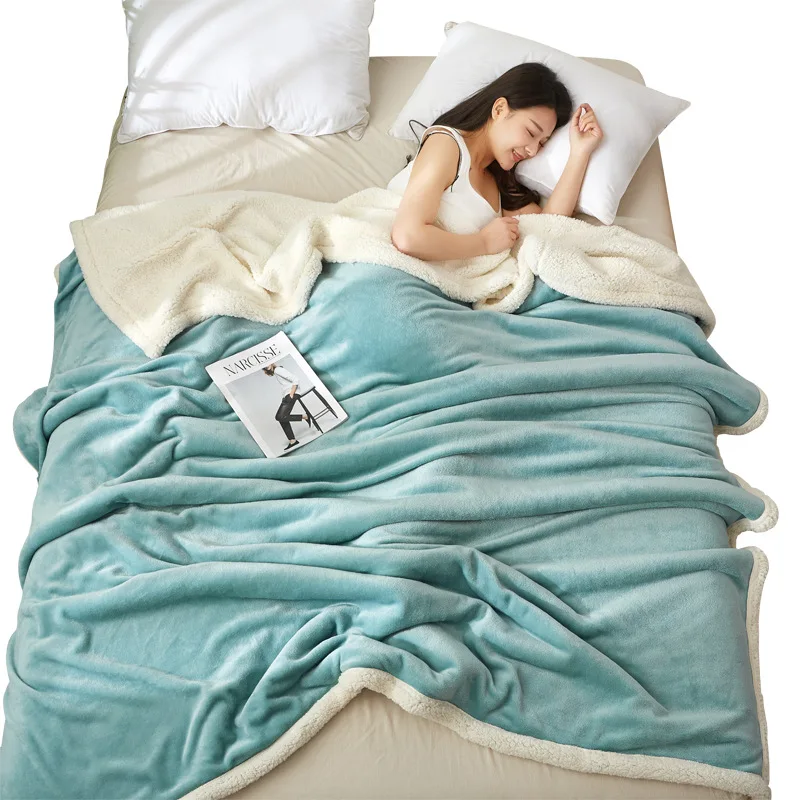 Одеяло шерпа флисовое зимнее плюшевое однотонное утолщенное одеяло для сна