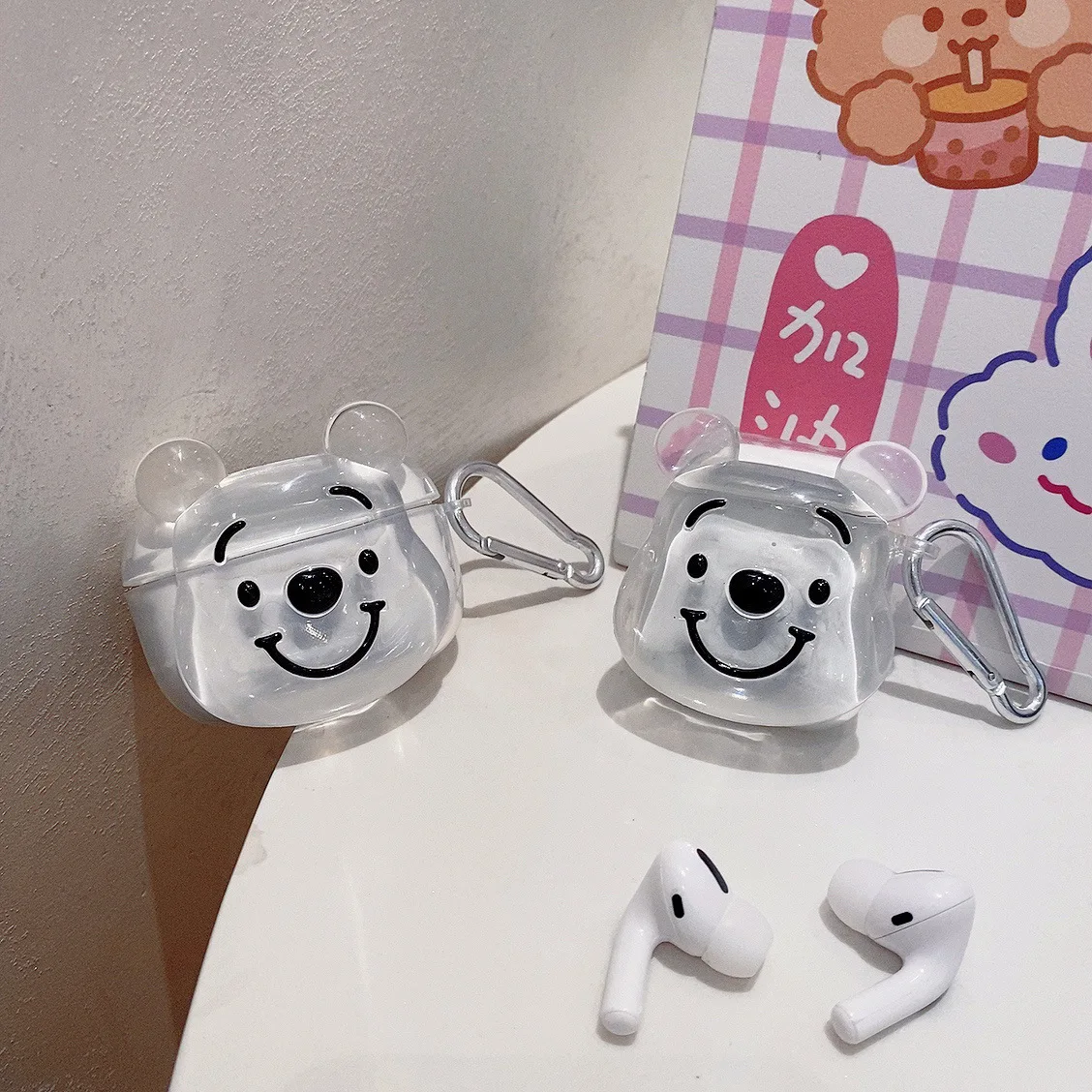 

Чехол для Airpods, милая Прозрачная защитная накладка для наушников с брелоком, защитная накладка для девочек, чехол для airpods pro