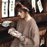 sweaters women simple sweet vintage japanese fashion retro fresh college girls cropped sweater kawaii popular womens knitwear