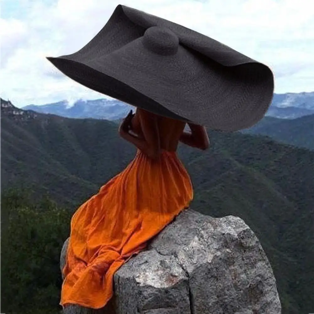 Шляпа женская Соломенная с широкими полями Пляжная шапка оверсайз расширенным