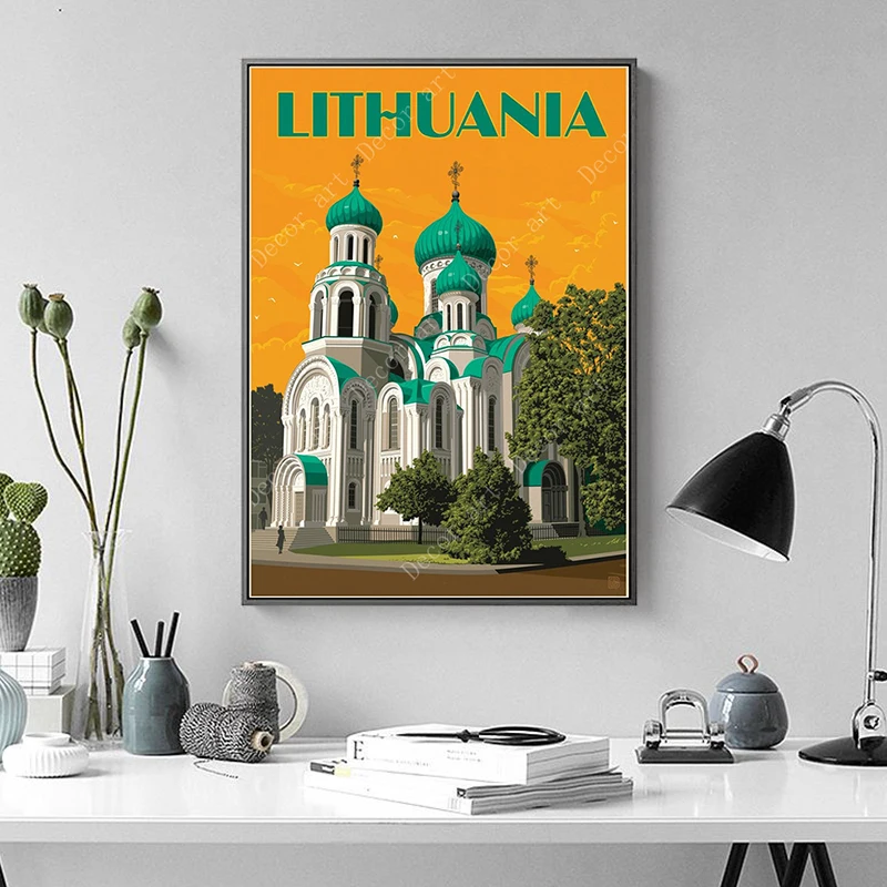 Эстония Литва Латвийская Рига Таллинн для путешествий холст картины винтажные