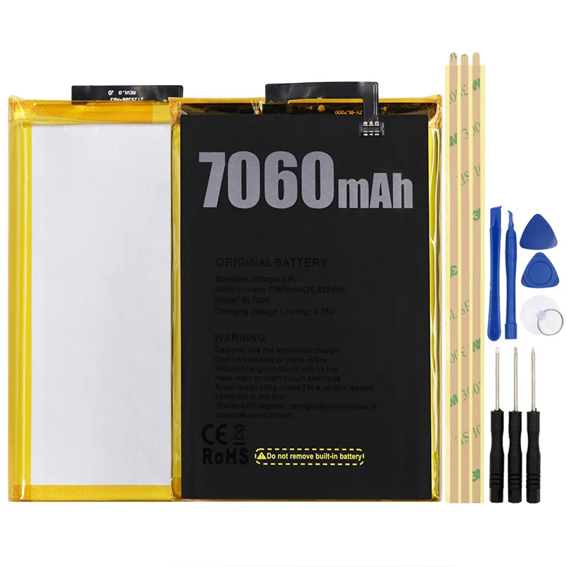 JRZ Для Doogee bl7000 аккумулятор для телефона 7060 мАч Высокая емкость 3,8 в высокое качество Замена батареи+ Инструменты