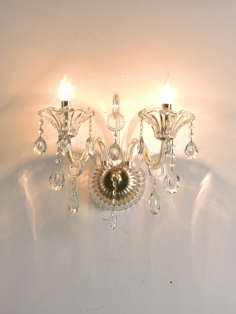 Home Cystal Wall Lamp E14  European Luxury Style 2 Lighting  Walls  Sconces Lustre Light For Bedroom and Corridor  Indoor