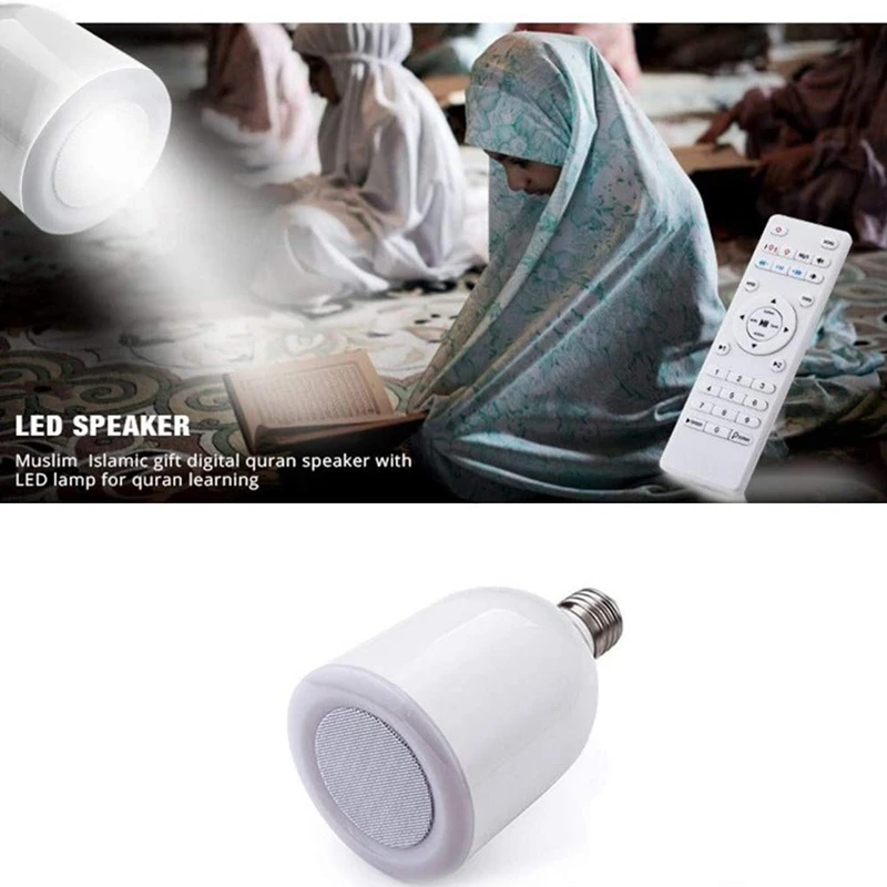

Quran Muslim Speaker Lamps Dimmable LED Night Light Bulb E27,Smart Portable Bluetooth MP3 Player with TF Remote Control