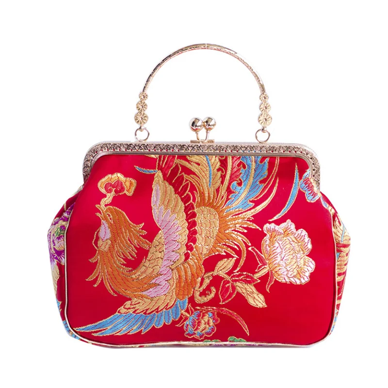 Красные свадебные сумки для невесты Сумка с вышивкой золотые вечерние женщин