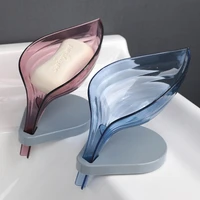 leaf shape soap box bathroom shower soap holder with suction cup plastic drain soap dishes tray kitchen bathroom accessories
