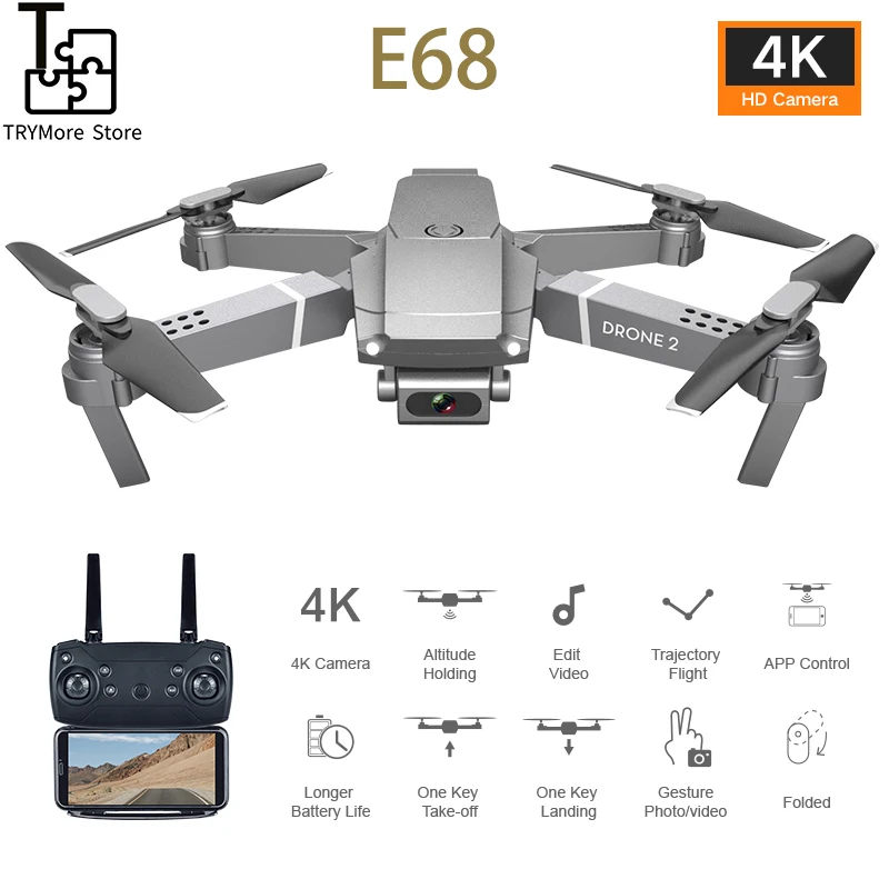E68 Wifi Fpv мини Дрон с широкоугольным Hd 4k 1080p камера режим удержания высоты Rc складной Квадрокоптер Дрон подарок Vs E58