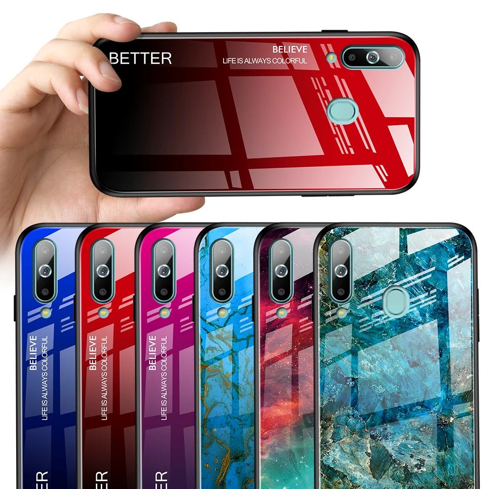 Marble Color Tempered Glass Case For Samsung Galaxy Note 10 Plus 9 A70 A50 A40 A60 A30 A20 A10 Silicone Phone Bumper |