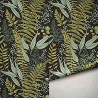 hand drawn tropical fern plants wallpaper with balck back for living room bedroom st484957951 2