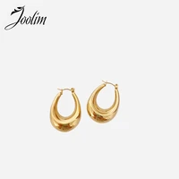 joolim high end gold finish geometic earring stainless steel earring streetwear earring