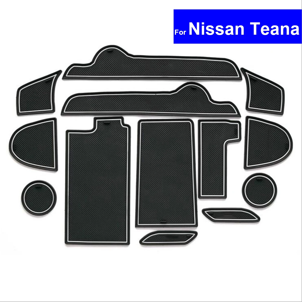 

13Pcs Car Non-slip Door Gate Slot Mats Carpets Position Cup Holder Pads For Nissan Teana 2008~2016 Door Groove Mat Free Shipping