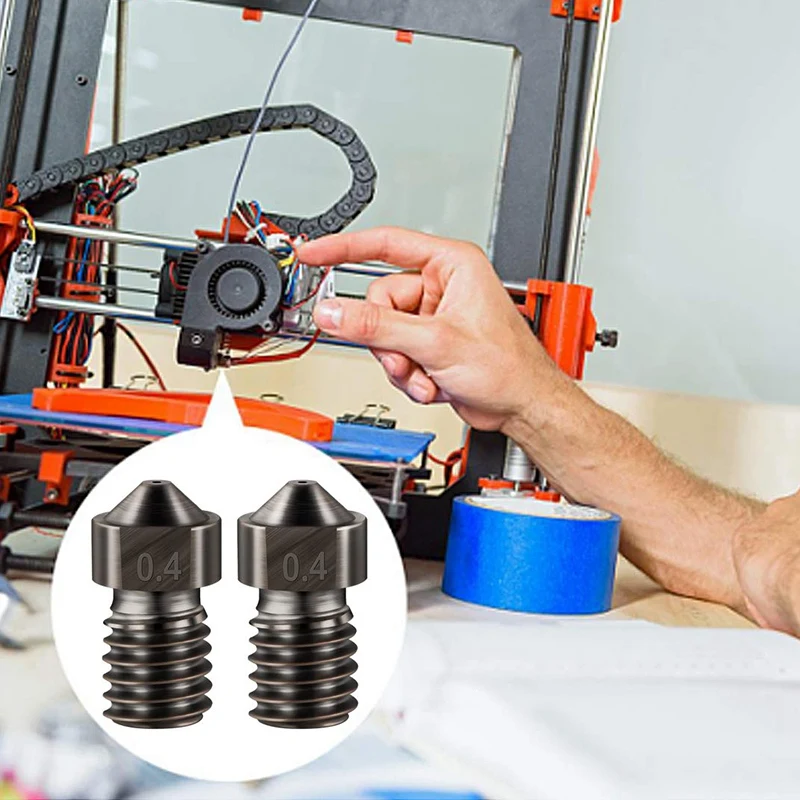 

5 Pieces Hardened Steel Tool High Temperature Pointed Wear Resistant V6 Nozzles 0.4 mm/ 1.75 mm 3D Printer Compatible