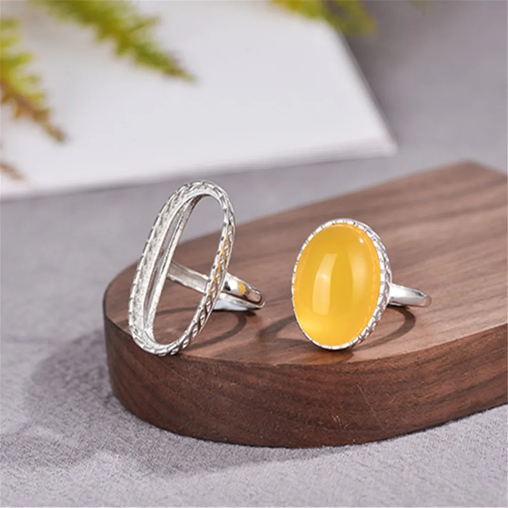 Пустая основа для кольца (15x20 мм/14x29 мм, овальная) из серебра 925 пробы, регулируемая основа для кольца R973B