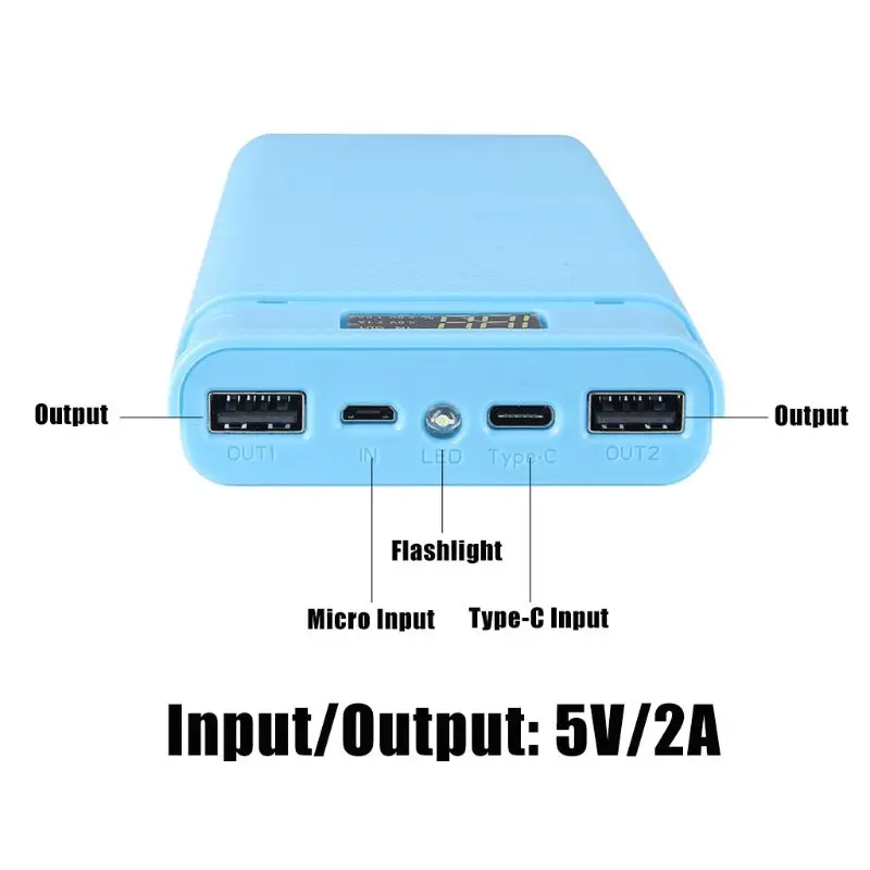 Корпус внешнего аккумулятора 10X1865 с двумя USB-портами и ЖК-дисплеем |
