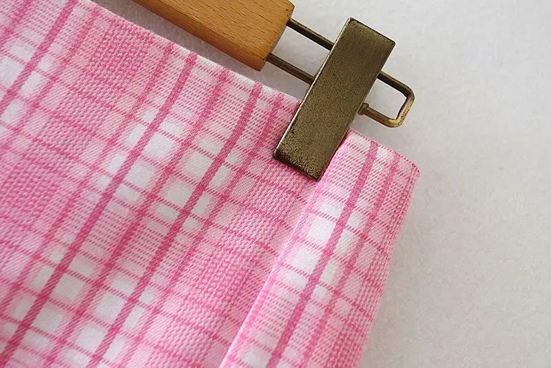 Woah 2020 Ms XC1700 European and American wind new skirt pink plaid skirts | Женская одежда