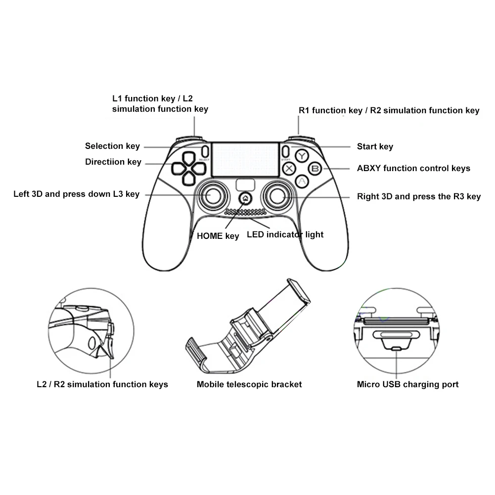 

Direct Connection Bluetooth Wireless Gamepad Handle Game Controller for Android/IOS(black + blue+colorful box )abs