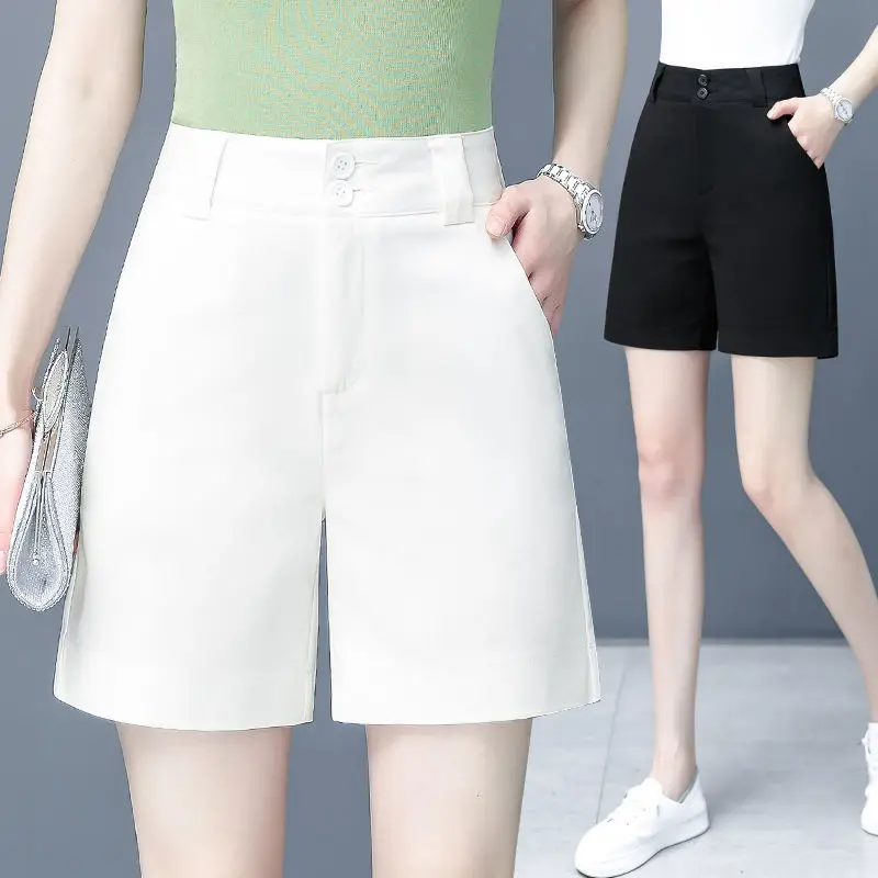 

Женские шорты-бермуды, белые свободные шорты с высокой талией, повседневные, Y650, лето 2021