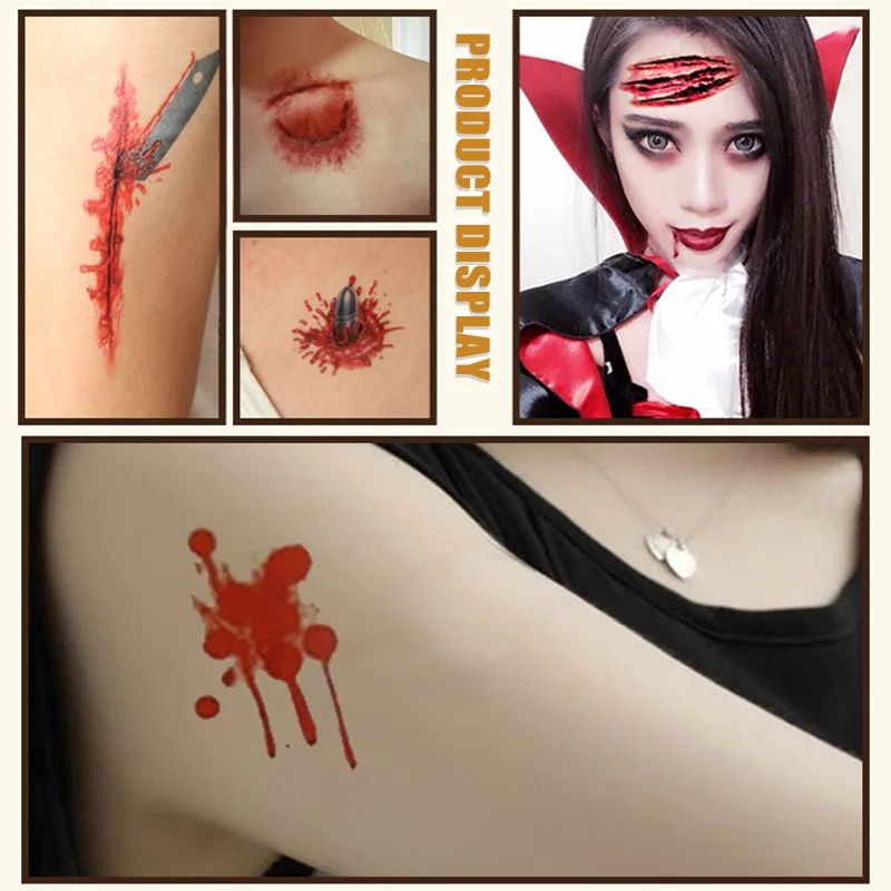 30 листов наклейки-татуировки на Хэллоуин жуткая Временная Наклейка тело