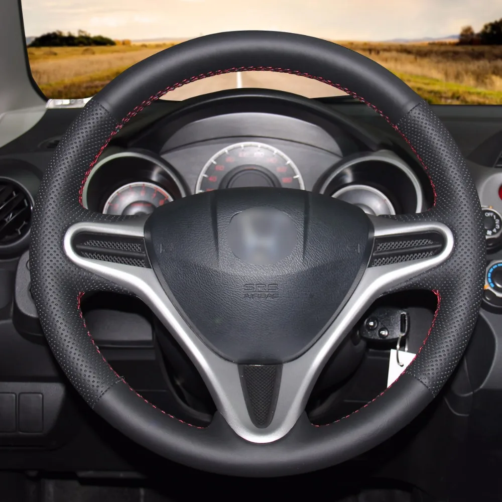 MEWANT черный чехол рулевого колеса автомобиля из искусственной кожи для Honda Jazz 2008