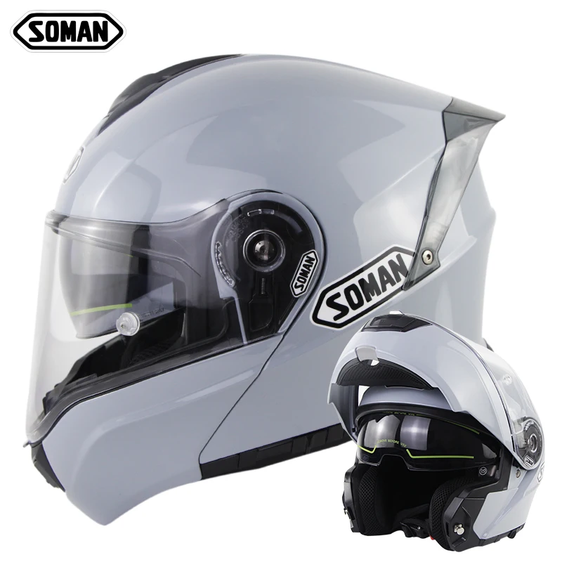 Motorcycle Helmet Full Face Motocross Helmet Grey Flip Up Capacete Da Motocicleta Cascos Moto Casque Doublel Len Racing Helmet enlarge