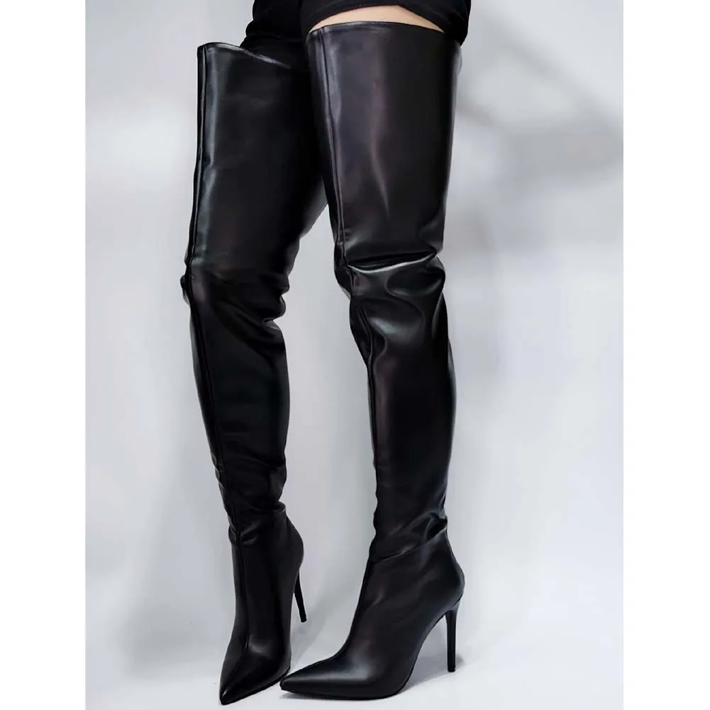 

New Fashionable Big Size 43 Thin High Heels Pointed Toe Party Thigh High Boot Women Shoes Boots Female