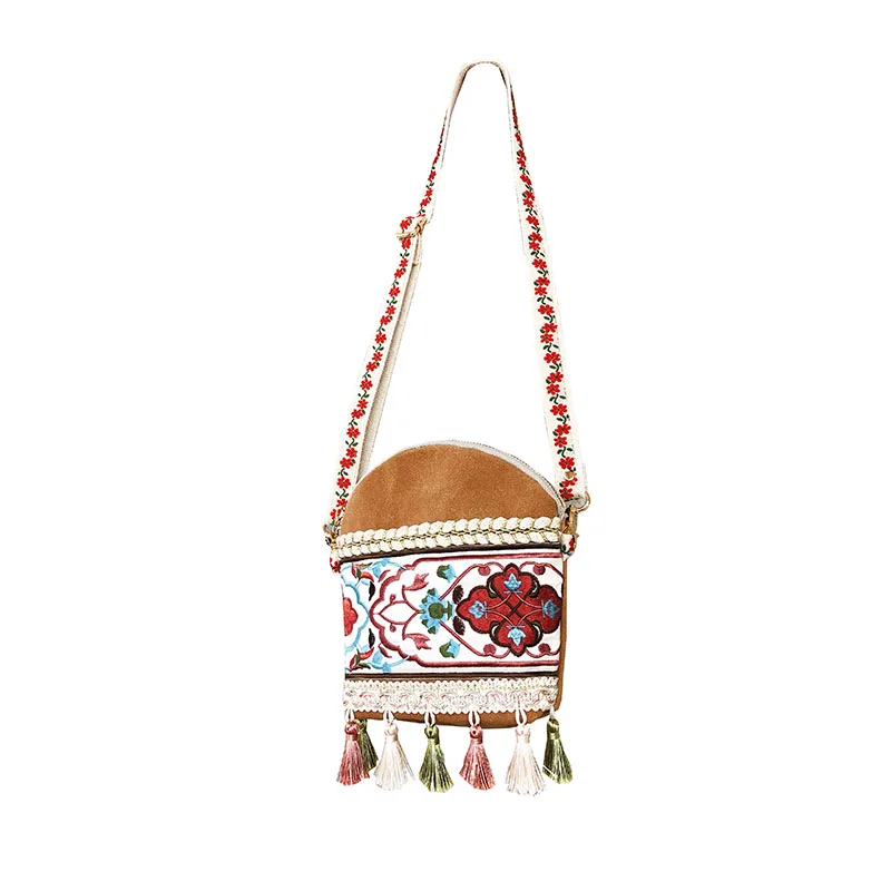 

Retro Ethnic Style Bags For Women 2021 Girls Vacation Handbag Embroidery Strap Messenger Purse Bag