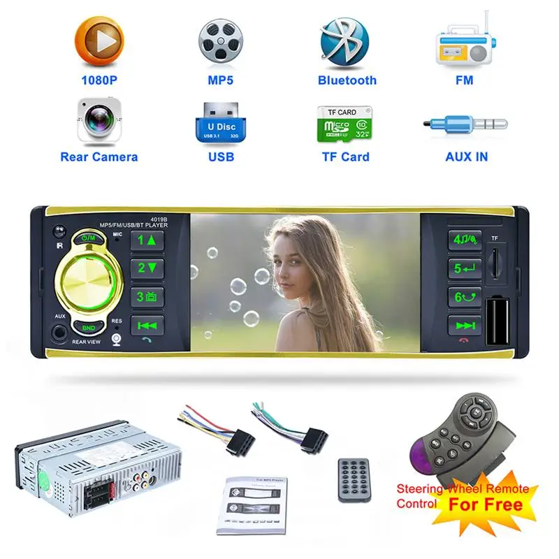 Автомагнитола 4 1/7 дюймов HD аудиоплеер MP5 автомобильная стереосистема Bluetooth FM Aux