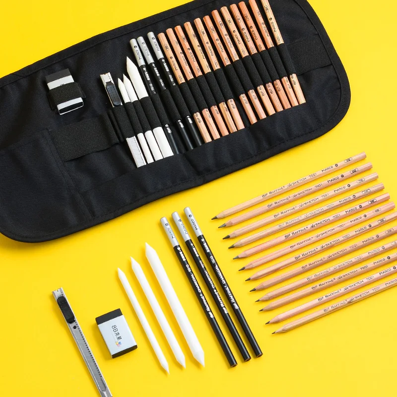 21 PCS SET Andstal Марко 21 шт. Профессиональный эскиз рисунок набор значений набор с Черные Карандаши Угольные карандаши набор инструментов для искусства Графитовые Карандаши - Цвет: 21 PCS SET