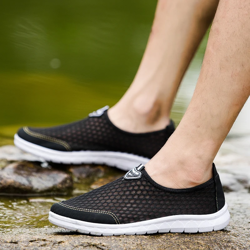 

Marlisasa Male Fashion Plus Size Light Weight Slip on Black Breathable Shoes Men Casual Grey Summer Shoes Ant Skid Loafers F5978