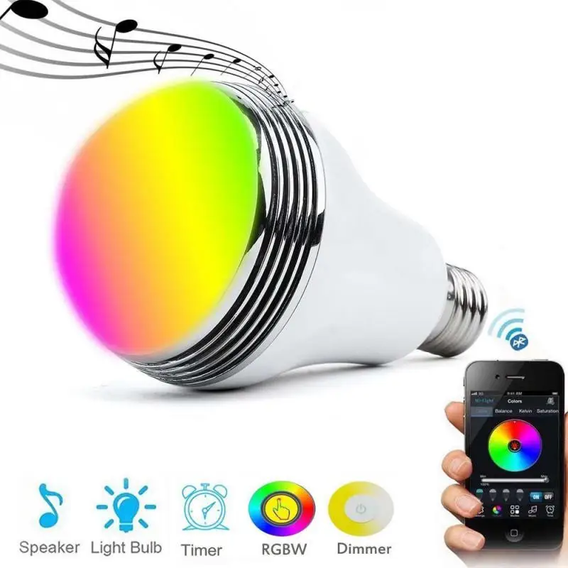 Умсветодиодный светодиодсветильник лампочка с Wi Fi E27 RGB музыкальный динамик