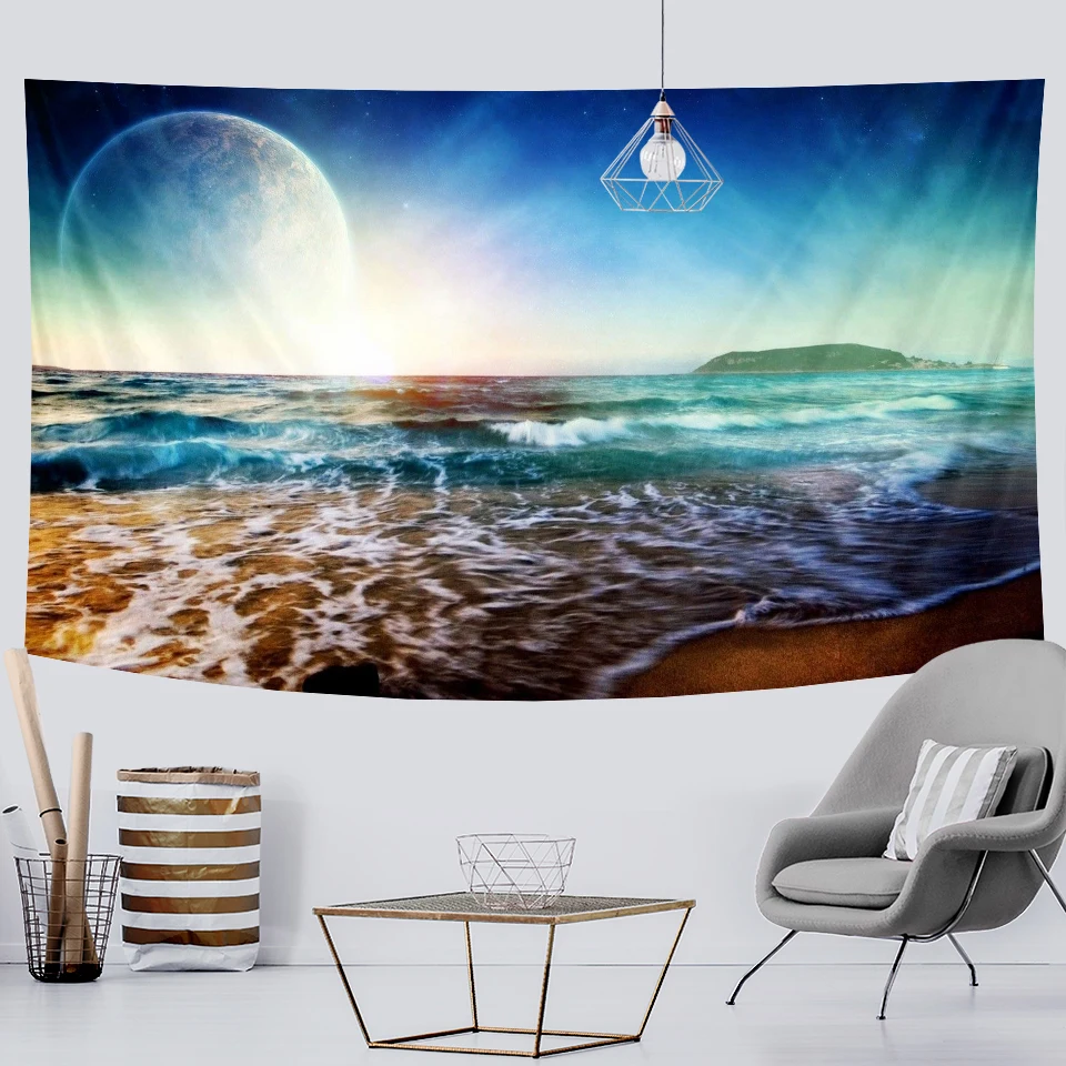 Психоделическая сцена Лунная планета домашнее Искусство Декор Гобелен Мандала