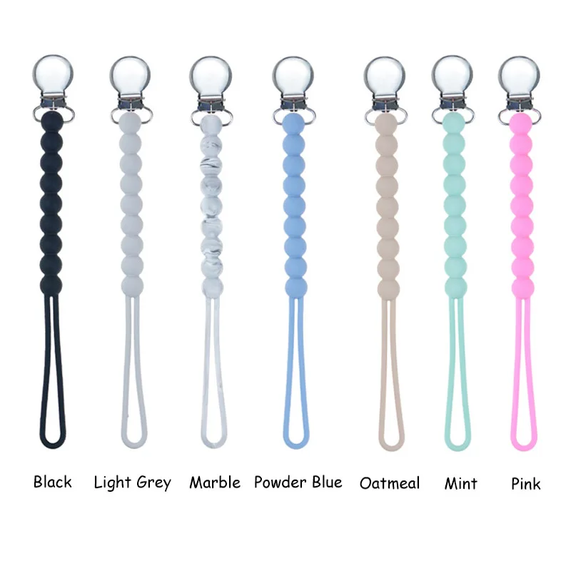 Chenkai-Pinzas redondas de silicona para chupete, cadena sin BPA, DIY, mordedor para beb&eacute;, chupete de lactancia, joyer&iacute;a sensorial, juguetes, 5 uds.-1