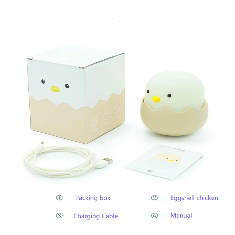 

Night Light for Baby Room USB Rechargeable Eye Protection Smart Sensor Light LED Cartoon Chick Touch Bedroom Table Lamp 2021 New