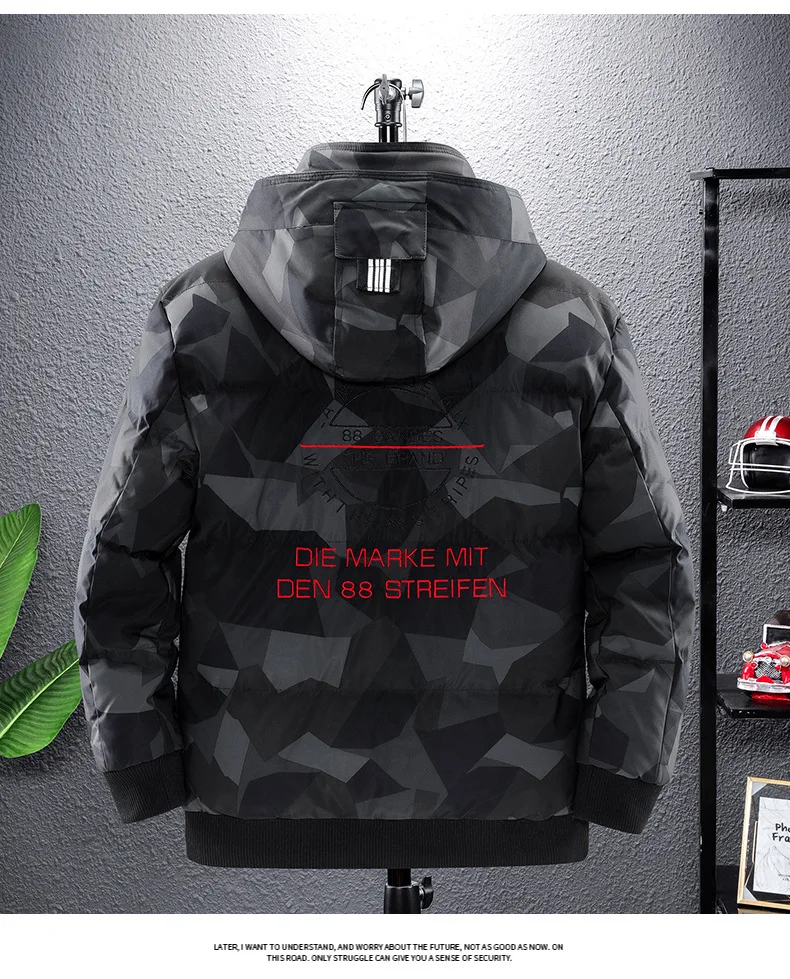 

New Camouflage Parka Hooded Outdoor Wind-proof Coat Thicken Hooded Zipper Winter Hot Sale Quality Male Cotton Clothes