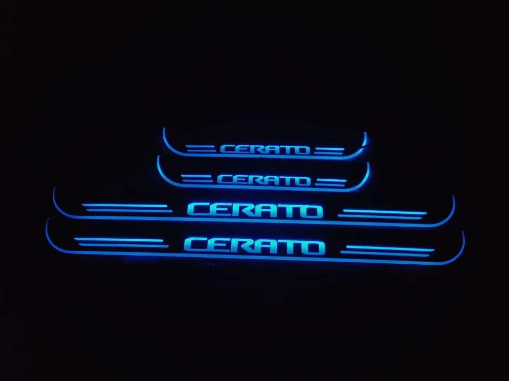 

Osmrk led moving door scuff for Kia cerato dynamic door sill plate flat lining overlays guards flowing/fixed light