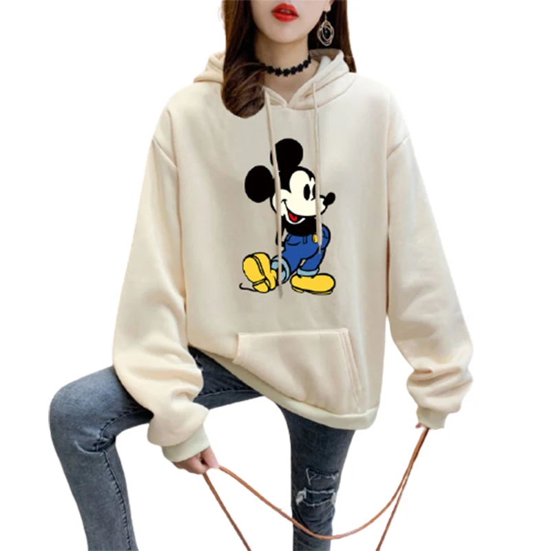 

Disney Mickey Mouse woman fall and winter pullover hoodie casual men and women couples fashion cartoon Streetwear clothes