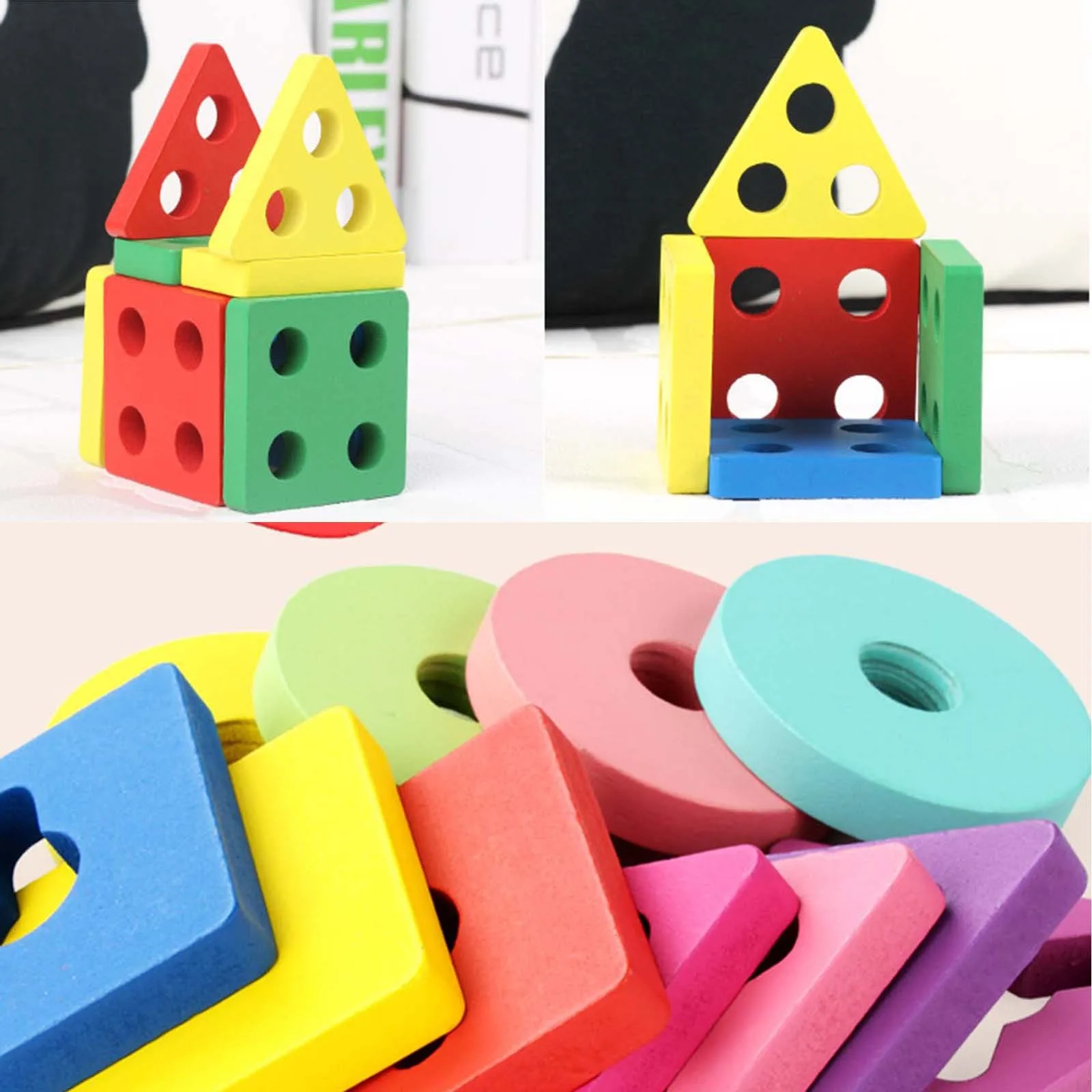 

Wooden Boys' Educational ToysAare Geometrically Stacked And Classified Building