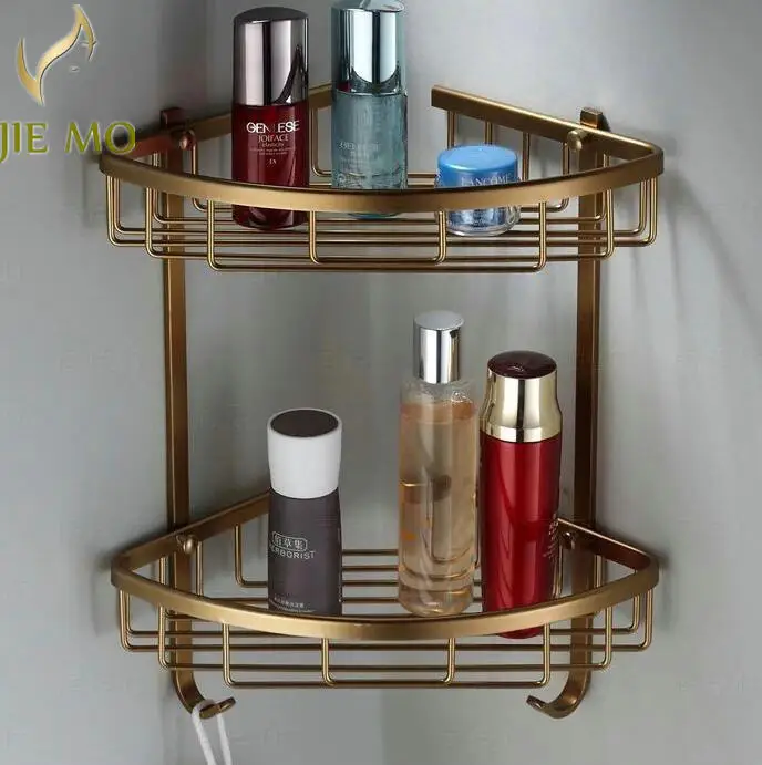 Двухслойная угловая вешалка для ванной комнаты античное алюминиевое полотенце