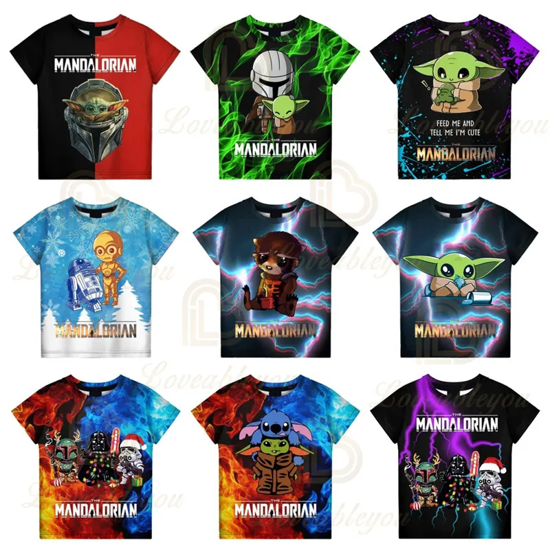 

Disney Wars T Shirt Men Short Sleeve Cool Mens T-Shirt Funny Breathable Mandalorian Printed T Shirt Male Casual Streetwear Tops