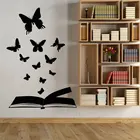 Творческий узор открытые волшебные бабочки книга библиотека сказка наклейки на стену виниловые домашние украшения для чтения комнаты наклейки 4355