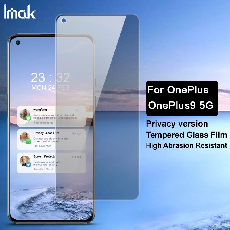 

Для OnePlus 9 стекло IMAK защита конфиденциальности закаленное стекло для One Plus 9 полное покрытие защита экрана