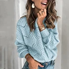 Женский вязаный свитер Antumn, винтажный вязаный пуловер с длинным рукавом, свободный джемпер большого размера